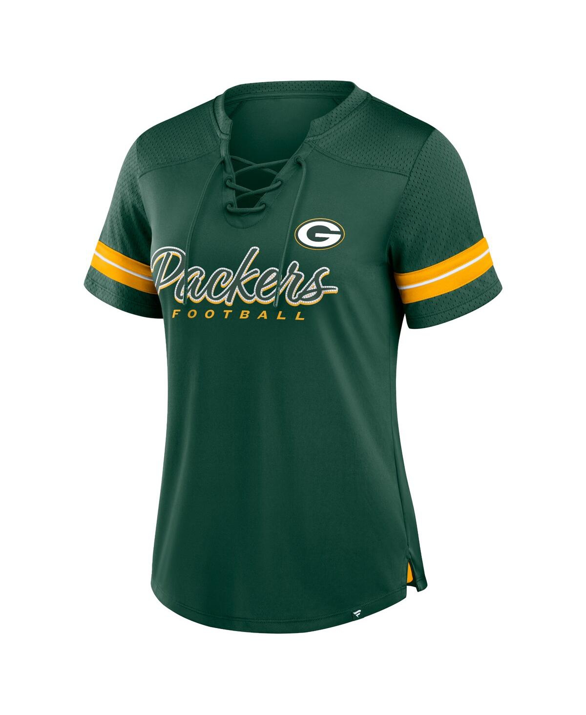 Fanatics Women's Green Green Bay Packers Play Script Lace-up T-shirt In Green