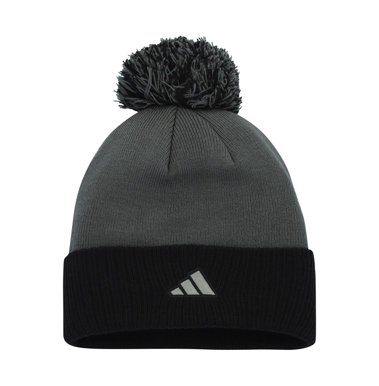 Женская шапка adidas Gray Vegas Golden Knights Laurel Cuffed with Pom Knit Hat — фото 2