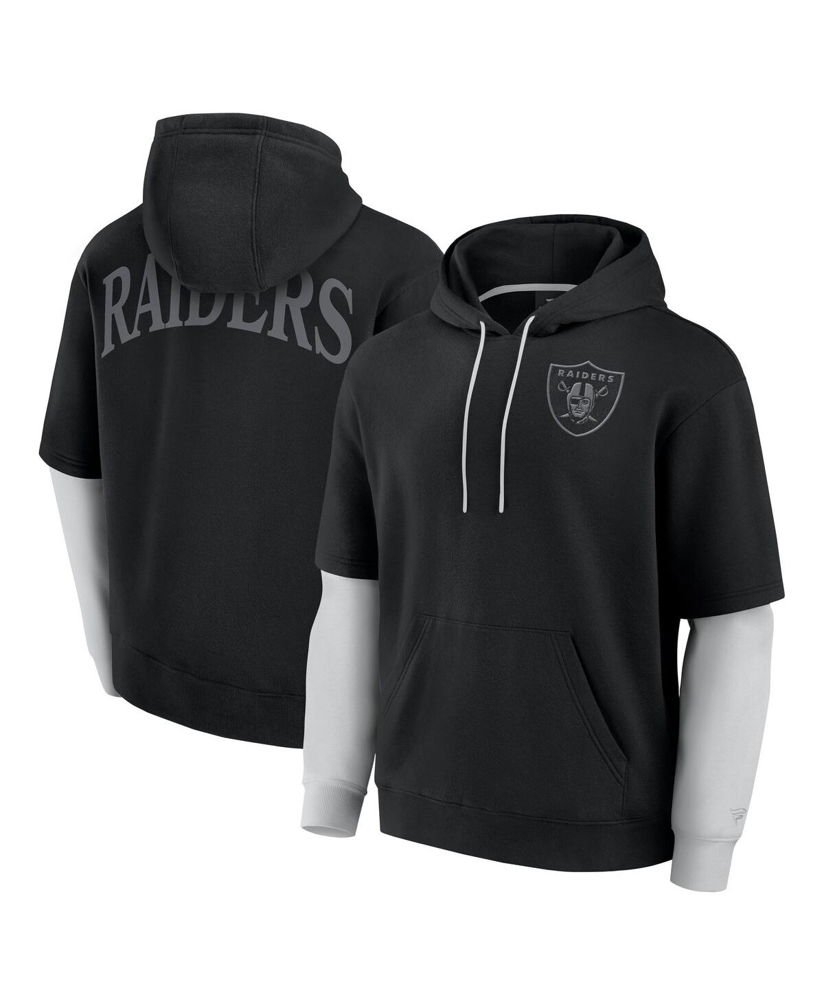 Shop Fanatics Men's And Women's Black Las Vegas Raiders Sleek Elements Pullover Hoodie