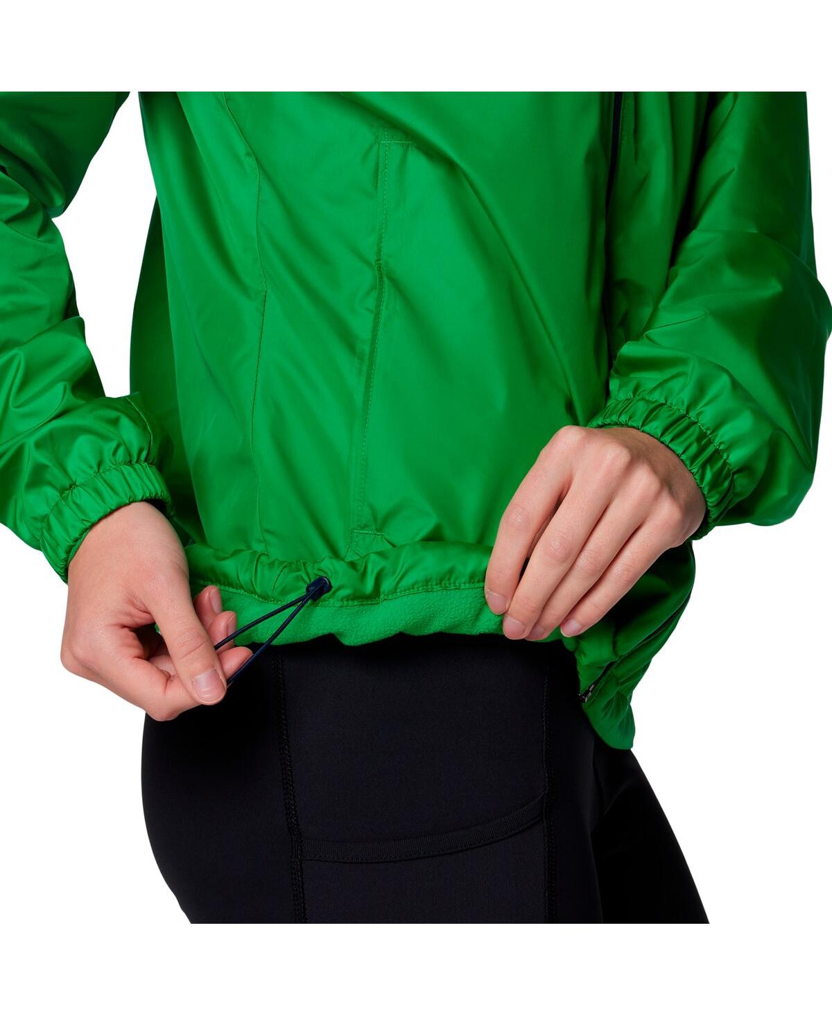 COLUMBIA WOMEN'S NAVY/GREEN NOTRE DAME FIGHTING IRISH FLASH FORWARD FULL-ZIP HOODIE WINDBREAKER JACKET 