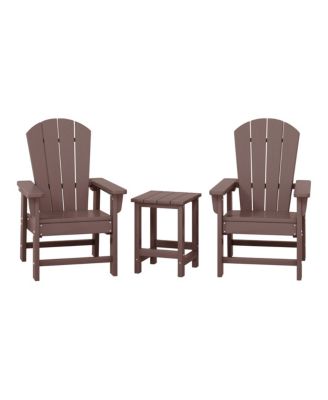 Kids 3-Piece Outdoor HDPE Adirondack Chairs With Square Side Table Set