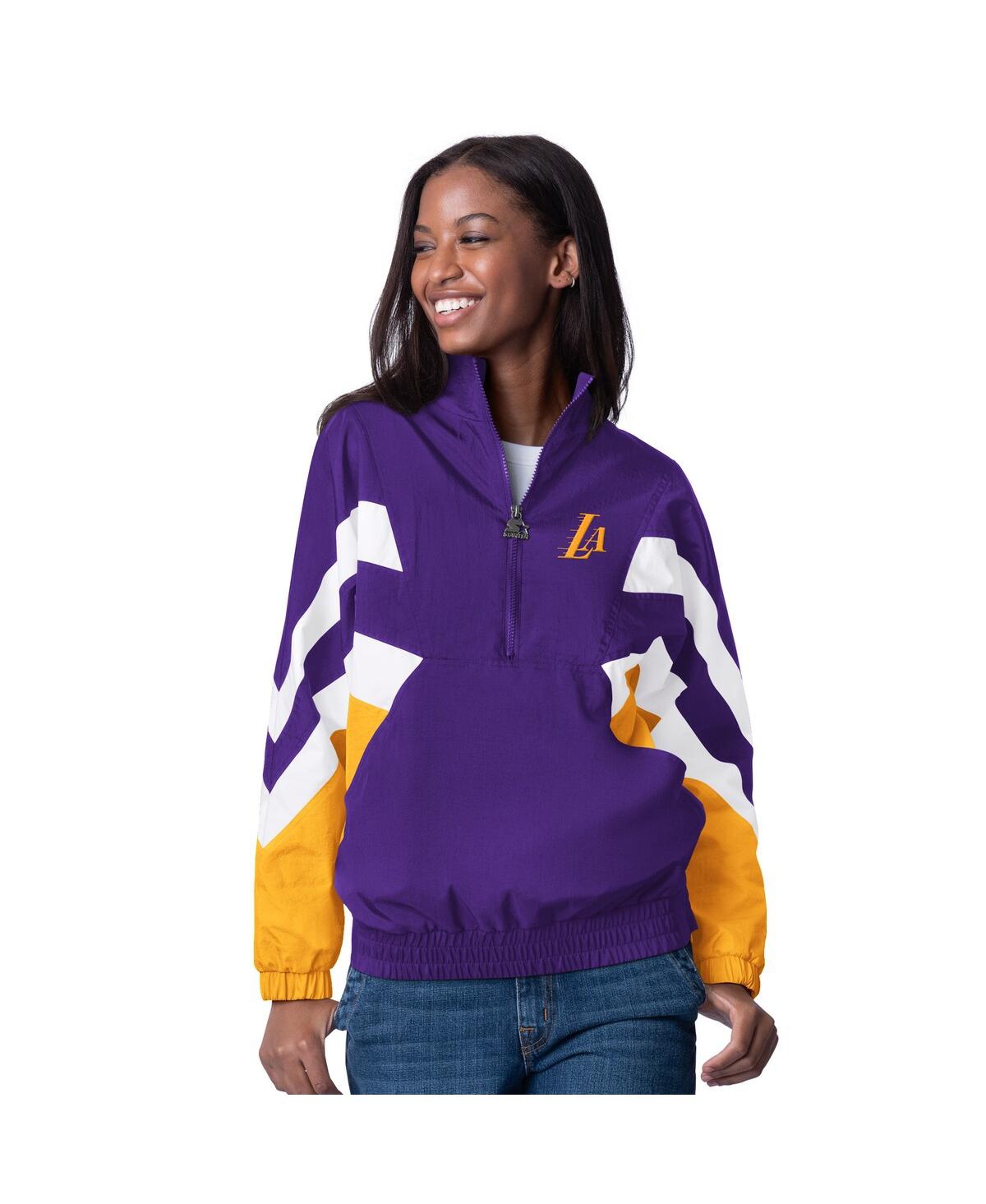 Women's Purple Los Angeles Lakers Renegade Oxford Half-Zip Jacket - Purple