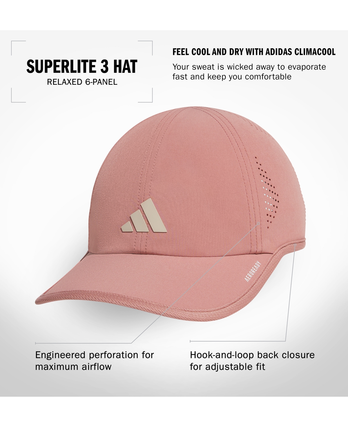 Shop Adidas Originals Women's Superlite 3 Stripe Adjustable Hat In Dark Pink