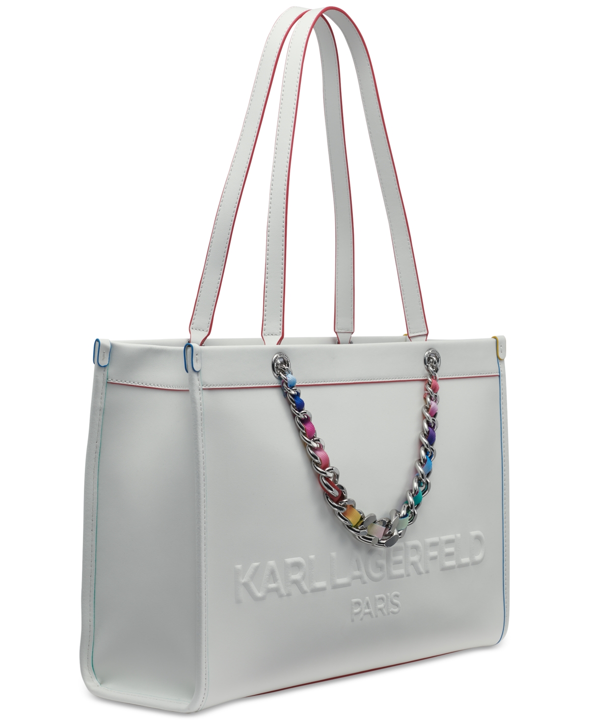 Karl Lagerfeld Savoie Large Leather Tote In Winter White Multi