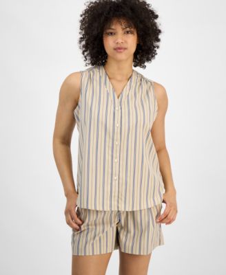 Tommy Hilfiger - Women's Striped Sleeveless V-Neck Shirt