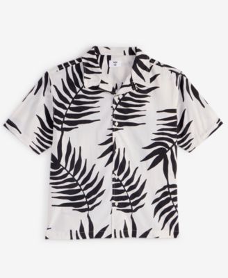 Mode of One - Men's Large Palm Relaxed-Fit Printed Button-Down Camp Shirt