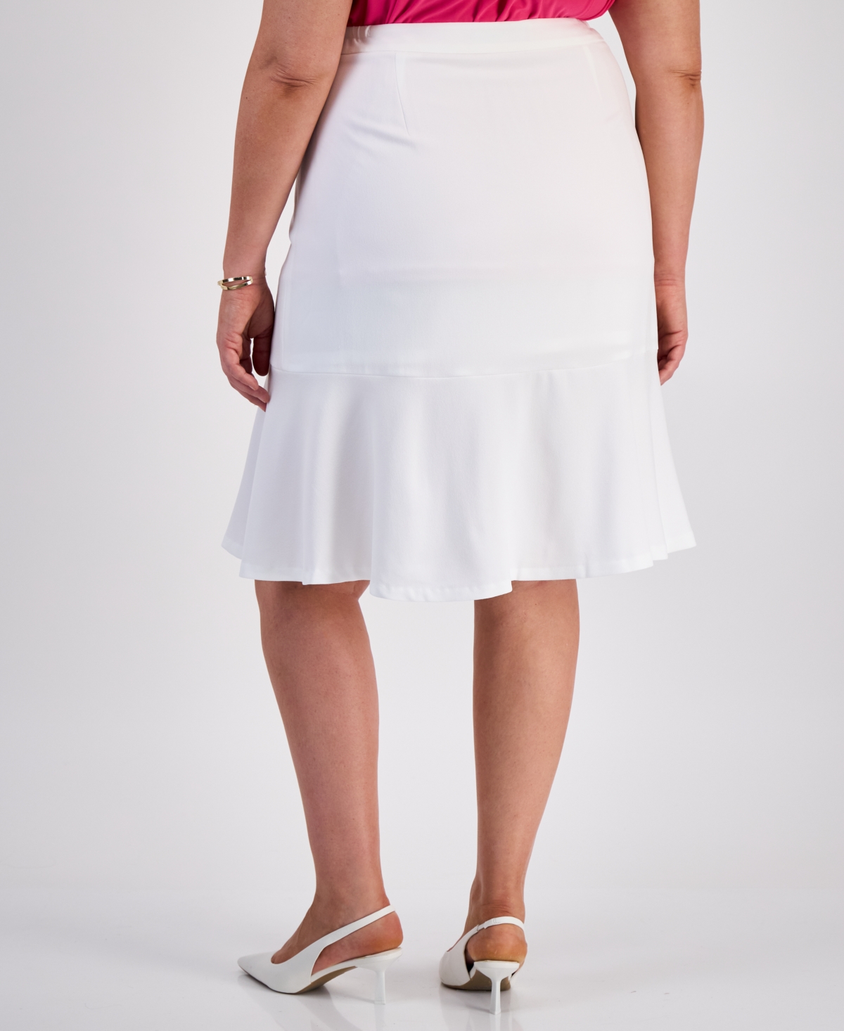 Kasper Womens Solid Soft Edge A Line Cardigan Sweater Crepe Keyhole Jewel Neck Sleeveless Top Mid Rise Stra In Lily White