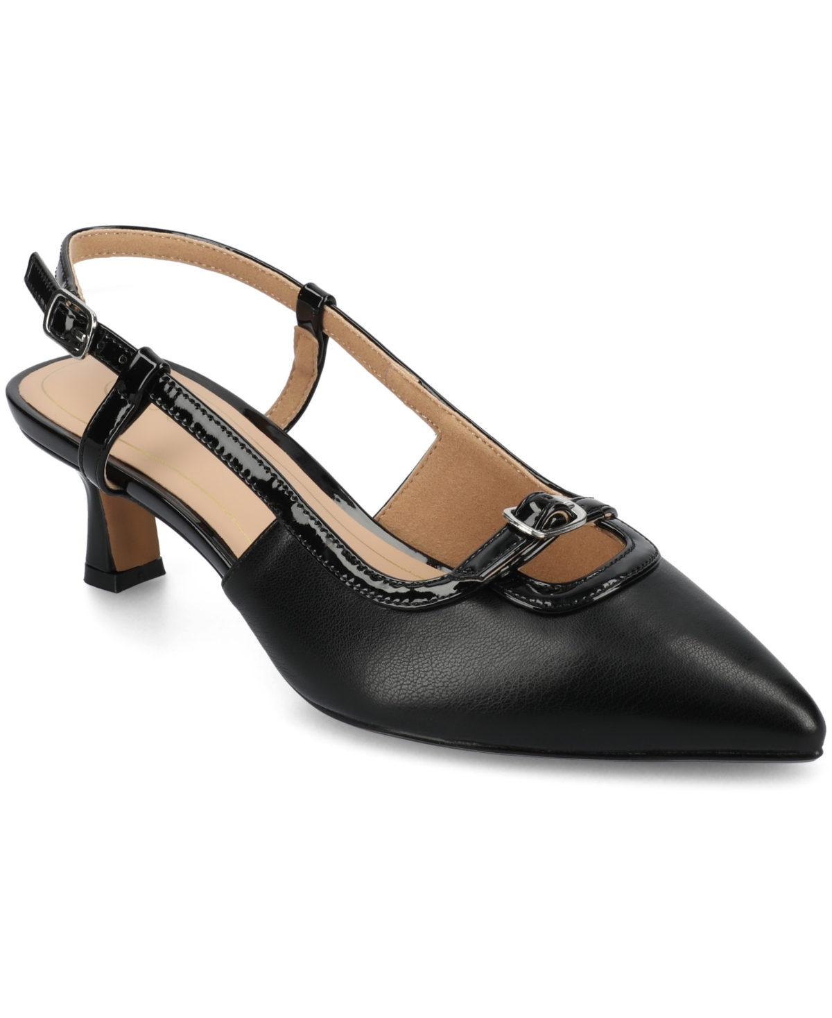 Shop Journee Collection Women's Padma Slingback Kitten Heel Pumps In Black Polyurethane