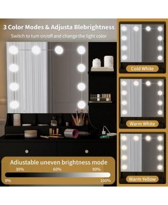 Makeup Vanity with Lights – LED Lighted Dressing Table with Storage for Bedroom or Makeup Area