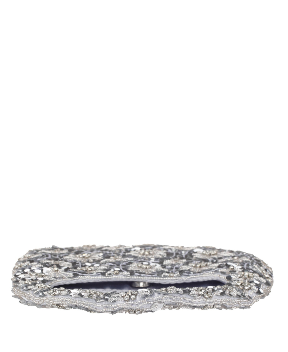 Shop Nina Floral Patterned Sequin Hobo Bag In Silver