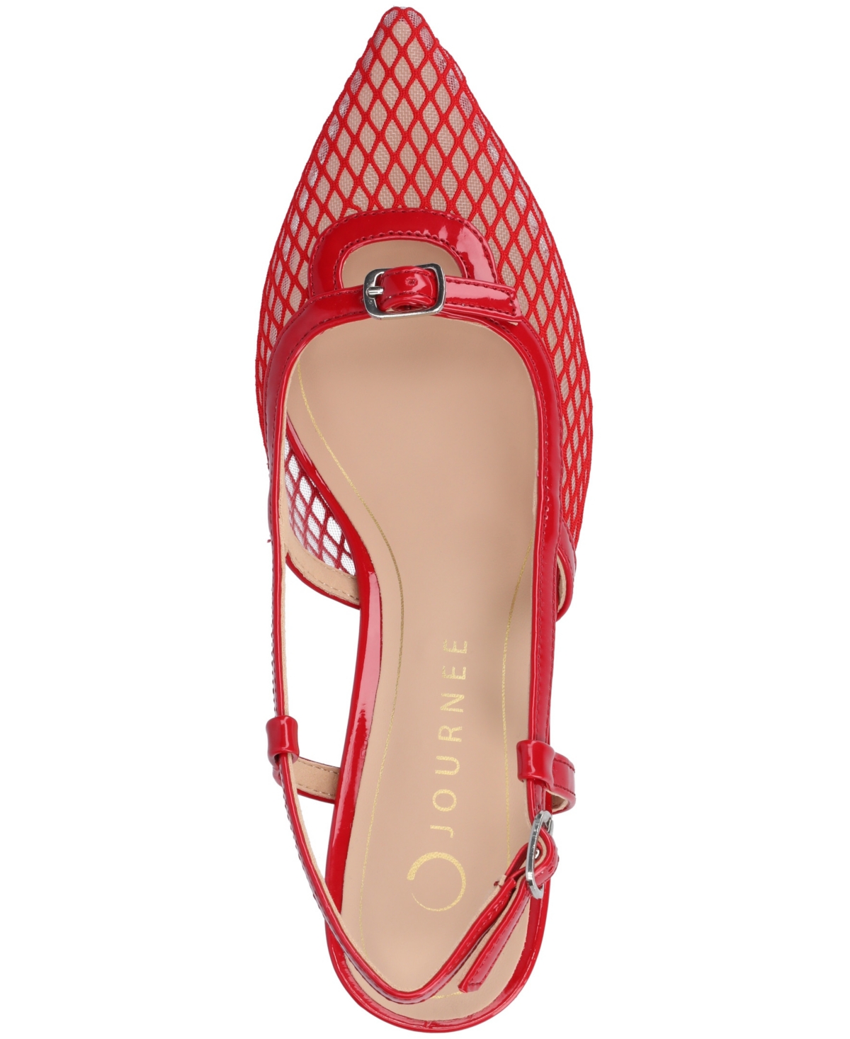 Journee Collection Padma Slingback Kitten Heel Pump In Mesh,red