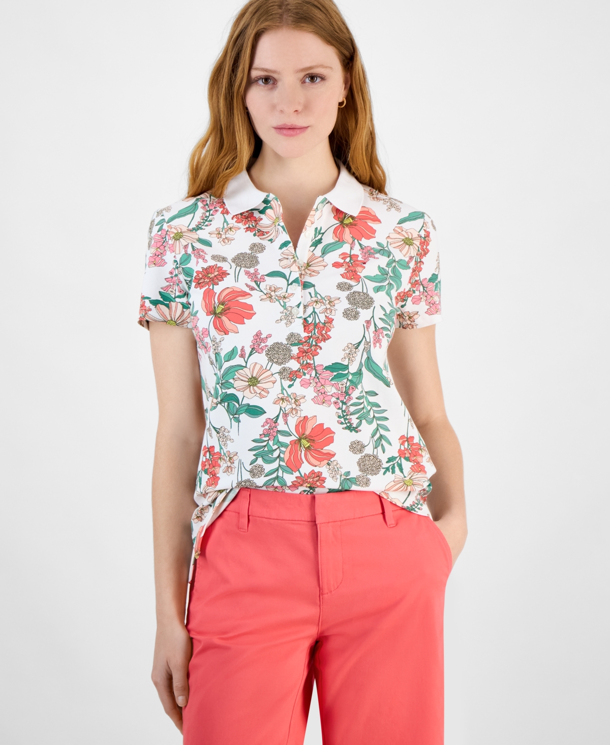 Tommy Hilfiger Women's Floral-print Polo Shirt