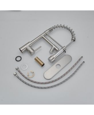 LED Light and Deck Plate Single Handle Deck Mount Pull Down Sprayer Kitchen Faucet