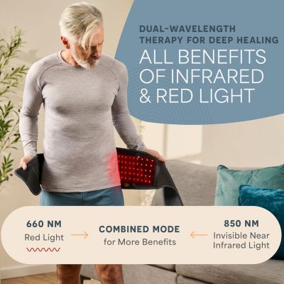 Red Light Therapy Belt – 660nm & 850nm Infrared and Red Light for Pain Relief, Muscle Relaxation, Inflammation & Circulation Support