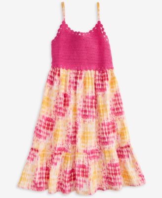 Epic Threads - Girls Crochet Woven Tie-Dye Effect Dress