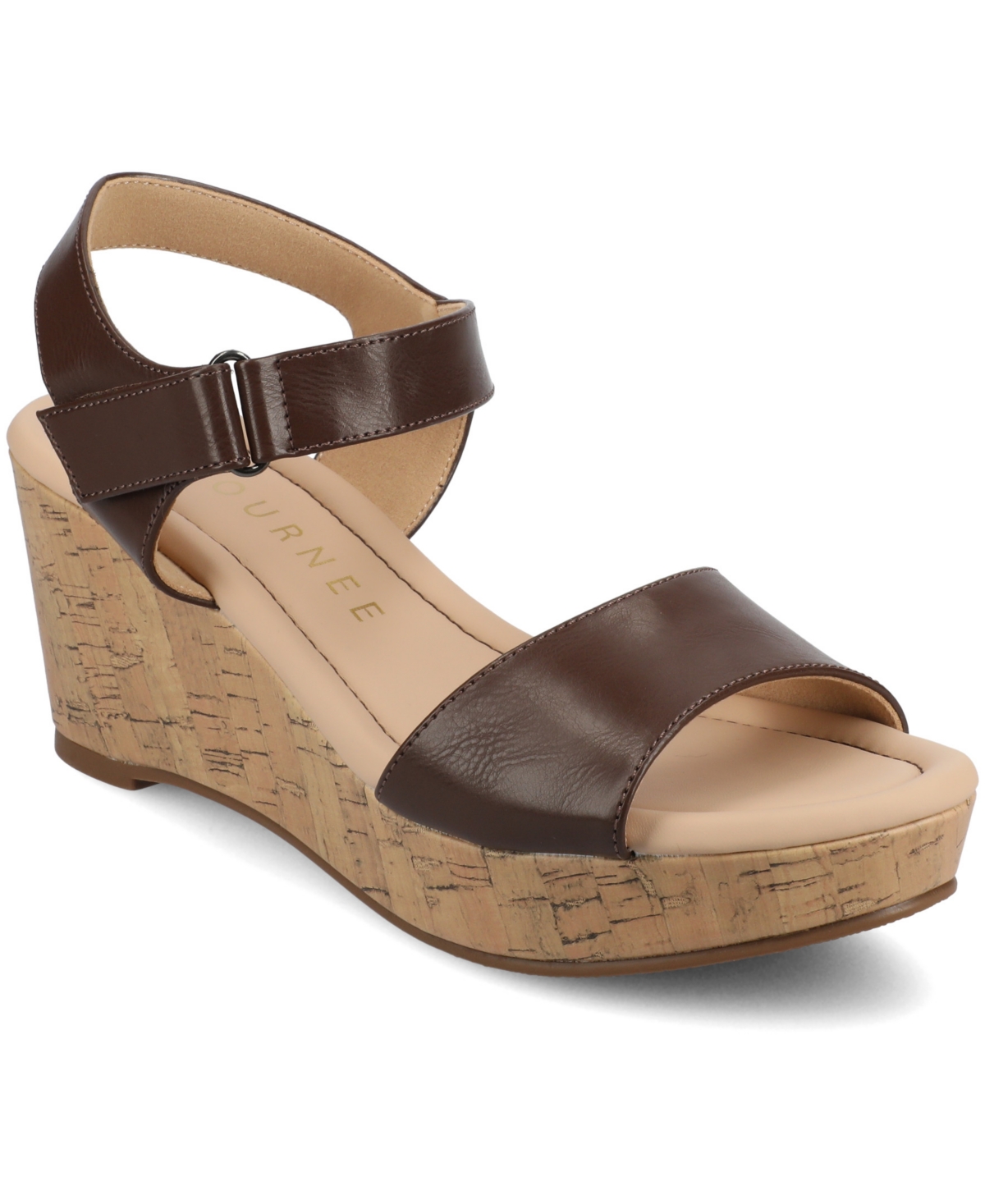Shop Journee Collection Women's Ranae Ankle Strap Platform Cork Wedge Sandals In Brown