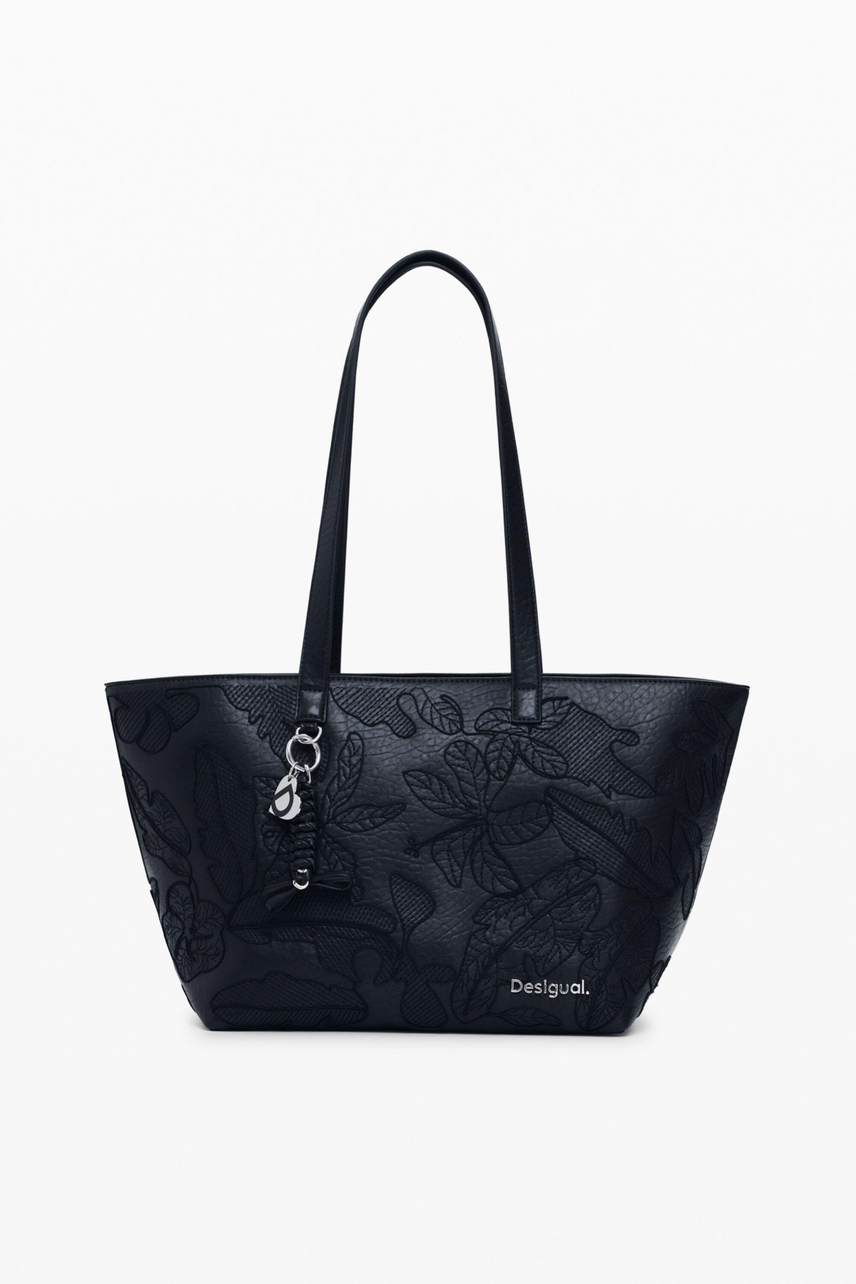 Women's Large embroidered shopper bag - Black