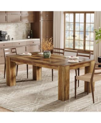 63-Inch Dining Table for 4-6 People, Rectangular Kitchen Dinner Table, Farmhouse Wooden Eating Table for Home Kitchen, Dining Room