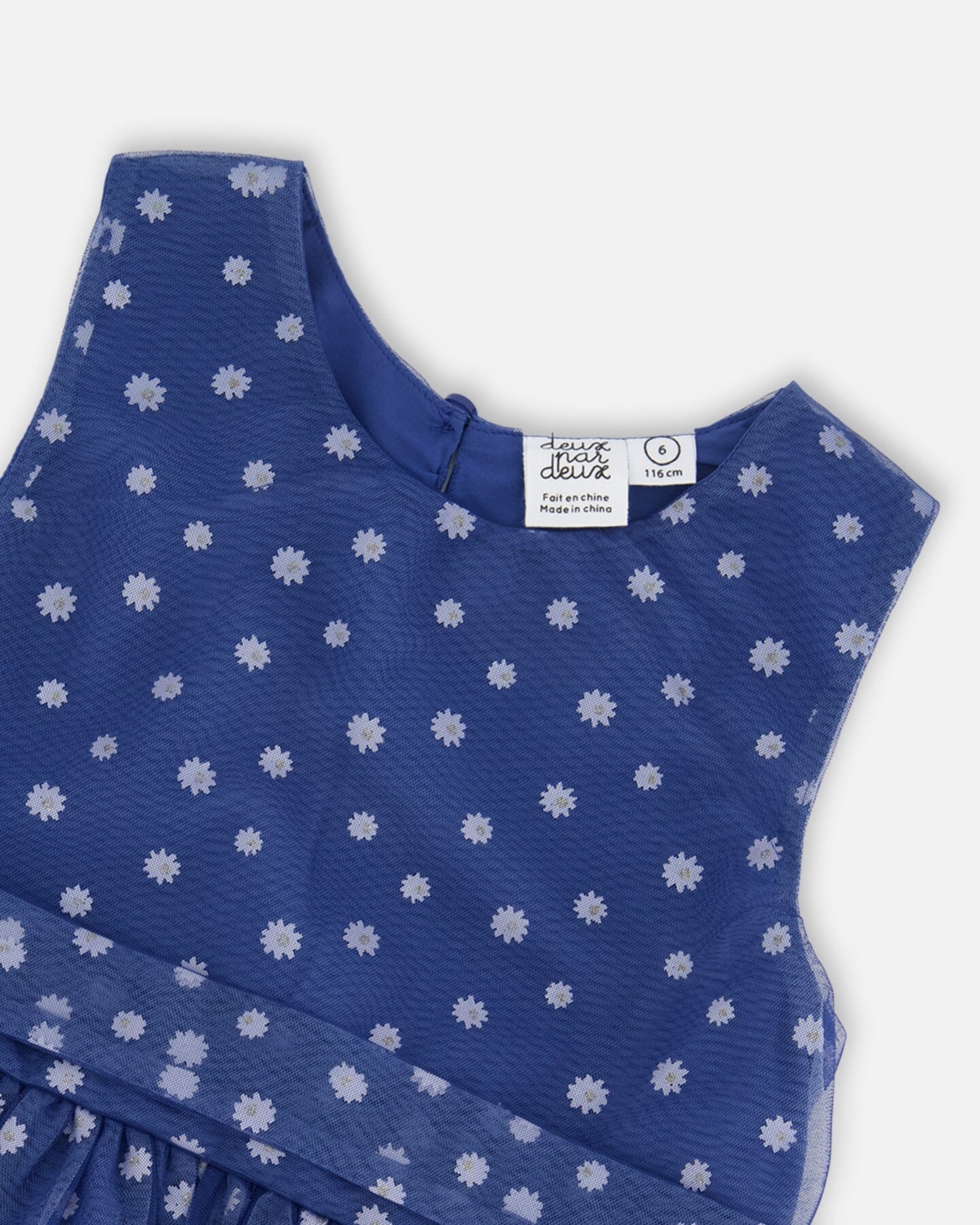 Deux par Deux Big Girls Printed Tiered Dress Blue With Daisy Print