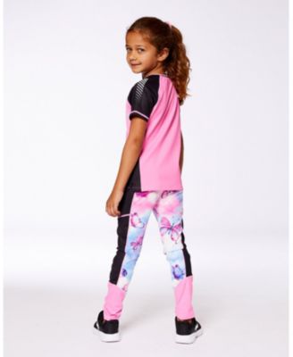 Girls Printed Athletic Leggings Pink, Blue And Butterflies