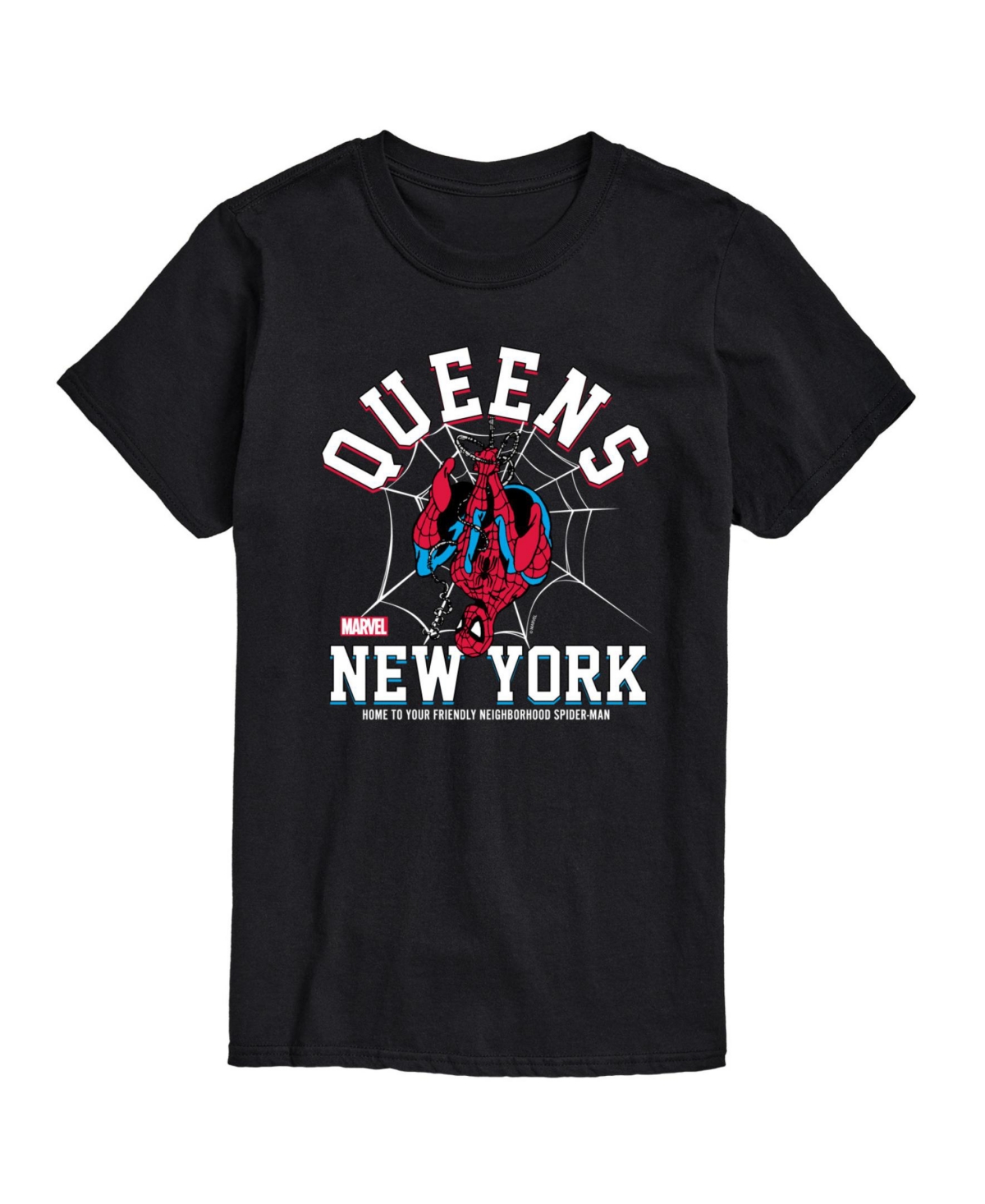 Airwaves Men's Spider-Man Queens New York Short Sleeve T-Shirt - Black