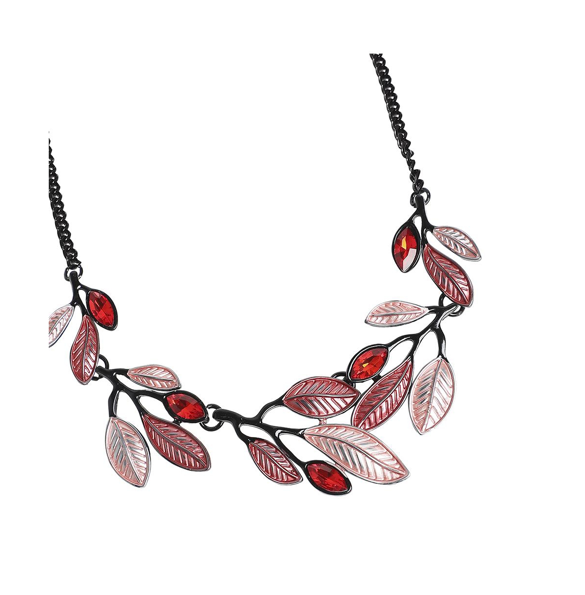 Sohi Stone Leaf Jewellery Set In Red