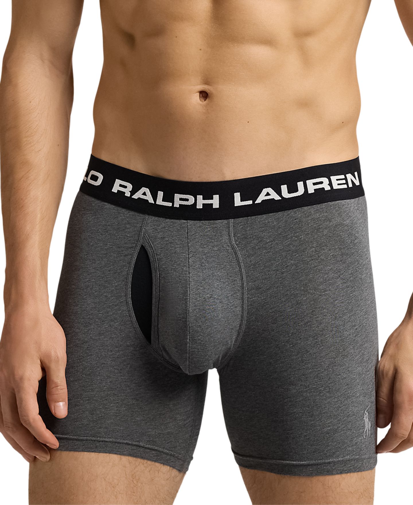 Мужские трусы Polo Ralph Lauren 3-Pk. Perfect Pouch Boxer Briefs, цвет: Меланжевый / Угольный меланжевый — фото 3