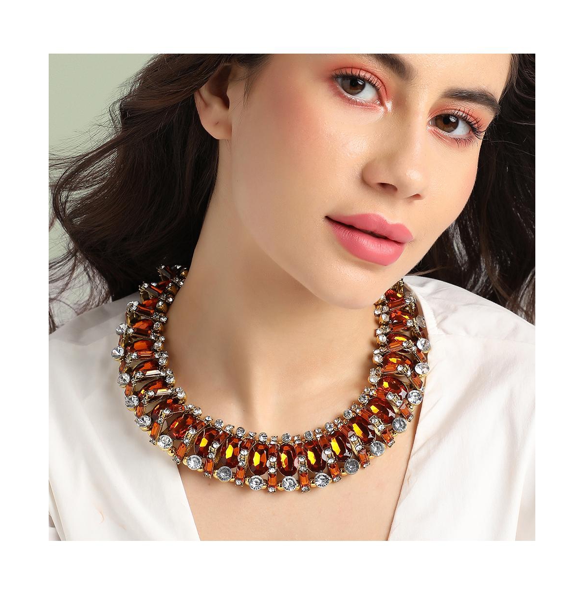 Sohi Party Statement Necklace In Orange