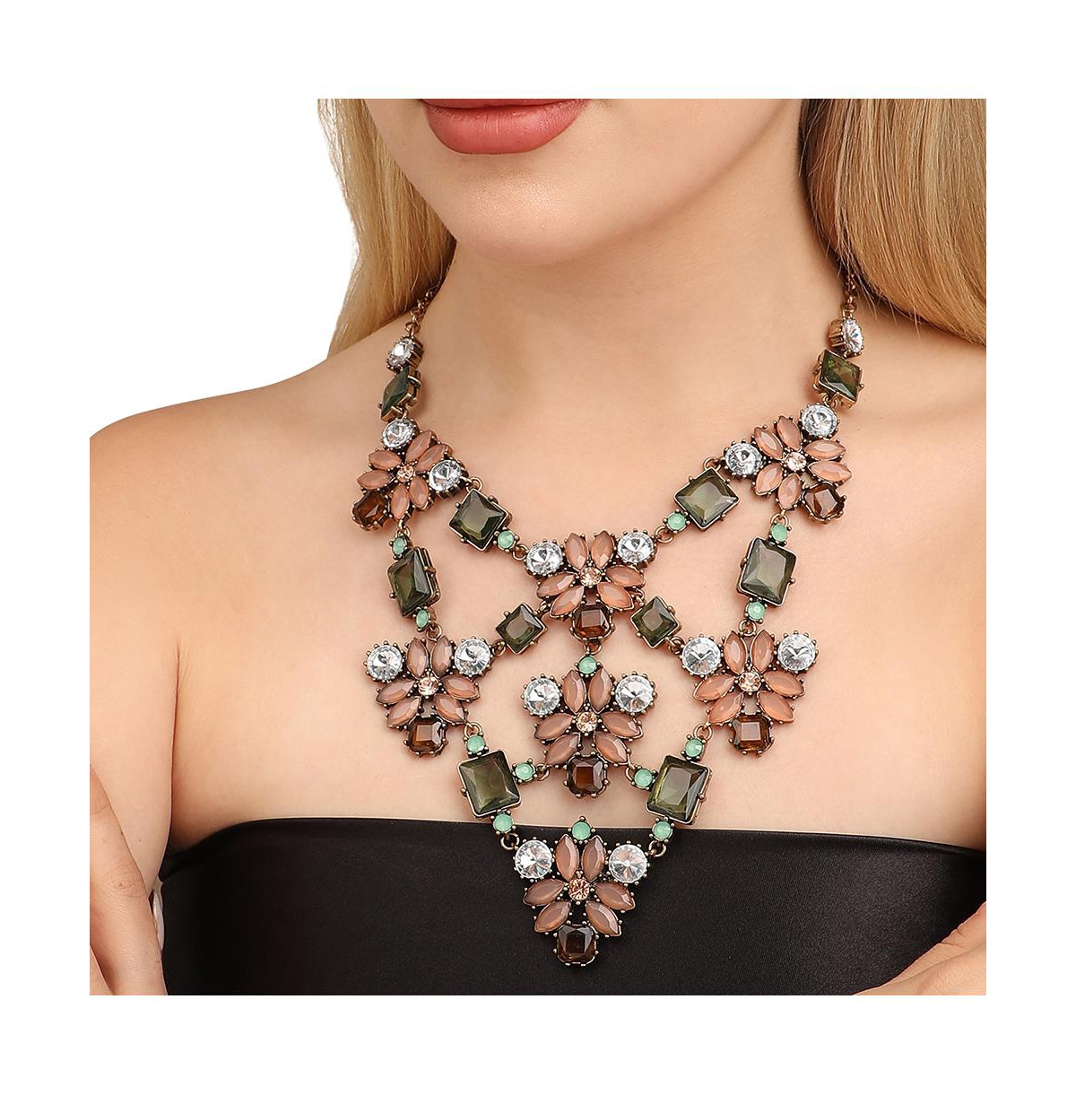 Sohi Party Stone Statement Necklace In Green