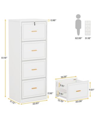 4-Drawer File Cabinet, Vertical Filing Cabinet with Lock, Wood Storage Cabinet for Home Office,Locable File Cabinet for A4/F4/Letter/Legal Size Files