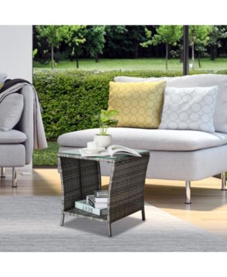 Outdoor Patio Wicker Side Table Stylish and Durable Table for Garden, Deck, or Patio Use