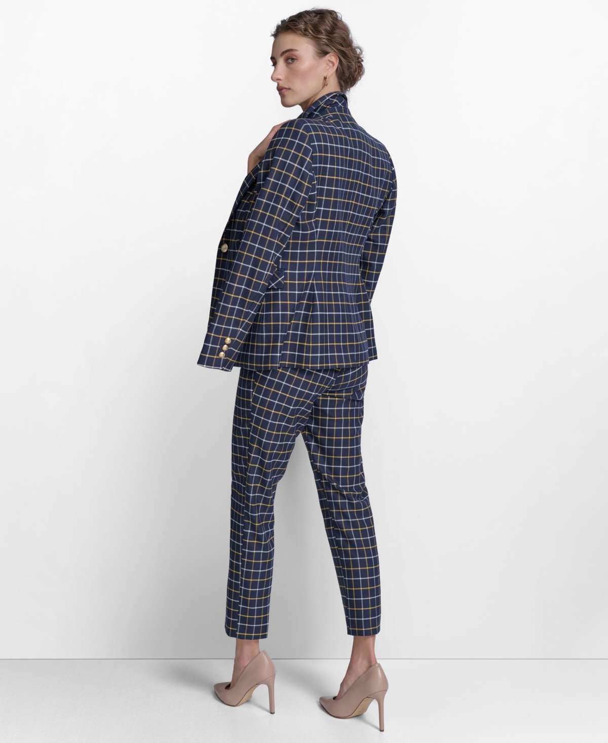 Tommy Hilfiger Women's Slim Fit Checked Blazer In Midnight Multi