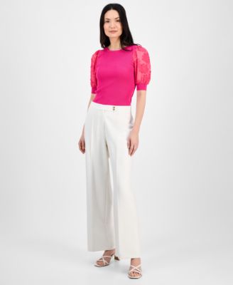 T Tahari - Women's High-Rise Wide-Leg Pants