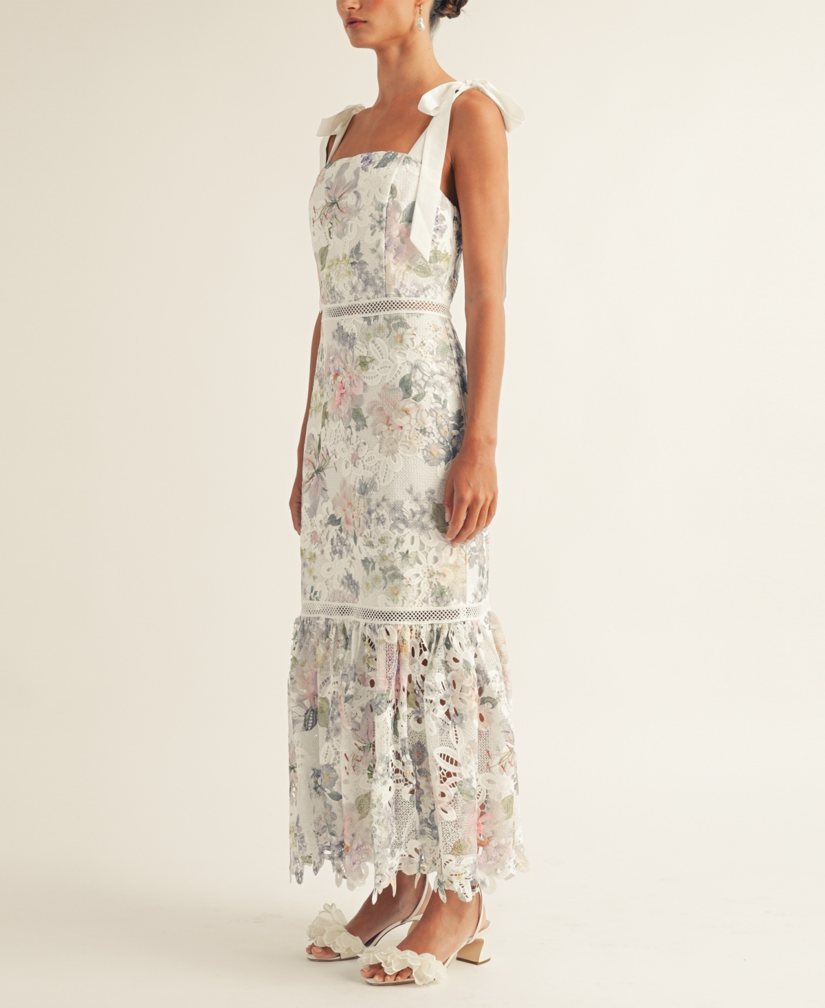 Arose Studio, Inc Women's Madison Floral-lace Midi Dress In White