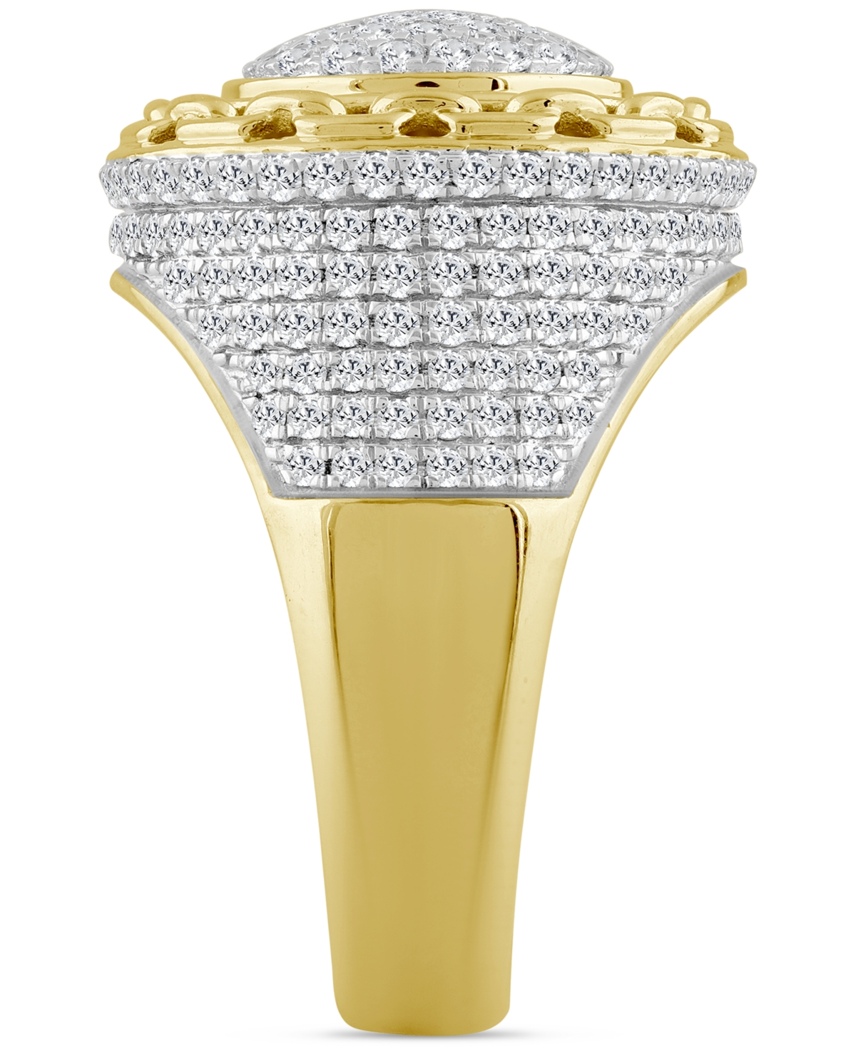Macy's Men's Diamond Circle Cluster Chain Link Ring (1-1/2 Ct. T.w.) In 10k Gold In Gold