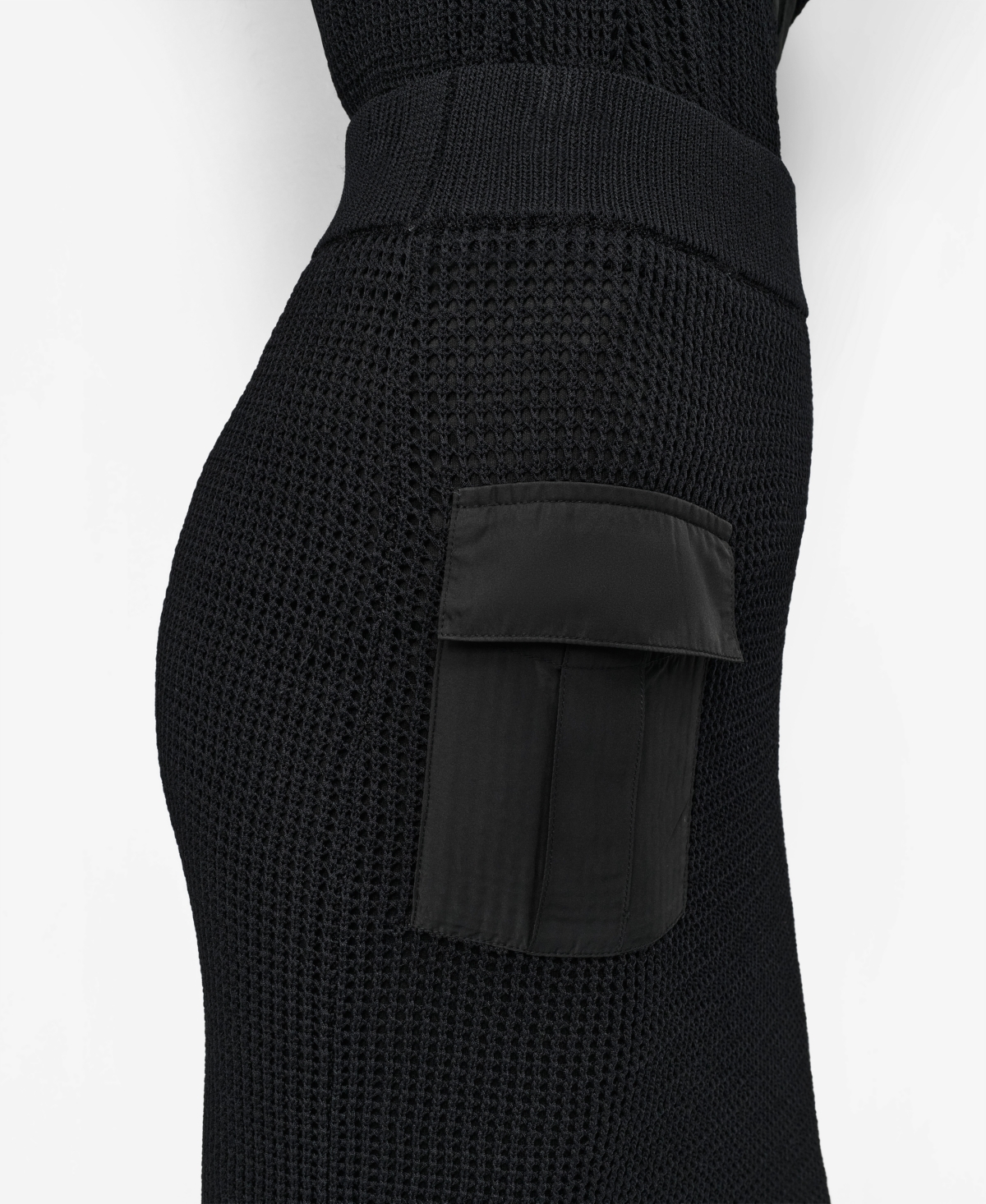 Shop Dkny Women's Side-pocket Crochet Midi Sweater Skirt In Black