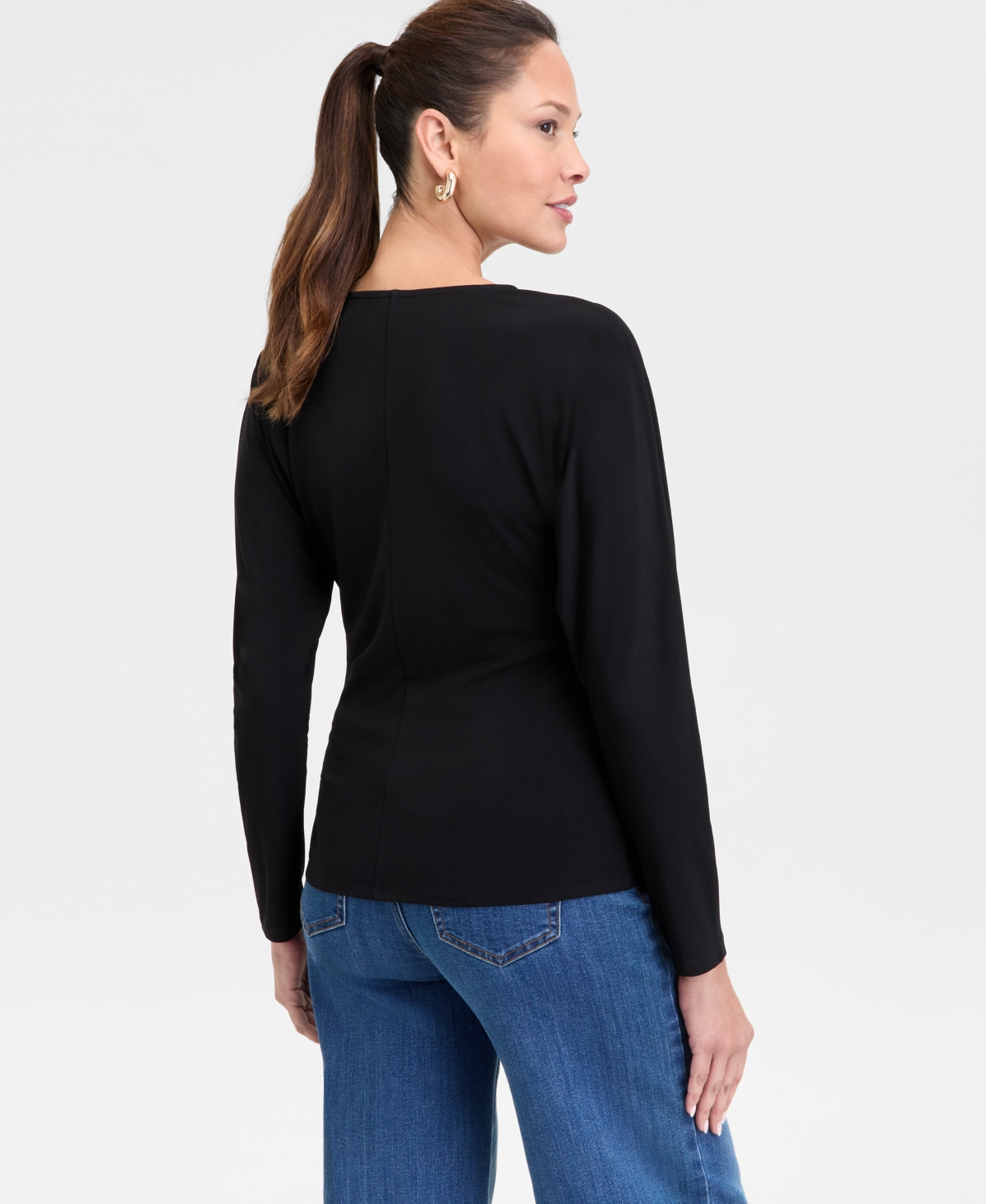 Inc International Concepts Women's Dolman-sleeve Top, Exclusively At Macy's In Deep Black