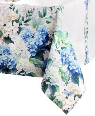 Elrene Hydrangea Bloom Floral Double Border Rectangle Tablecloth, 60" X 102"