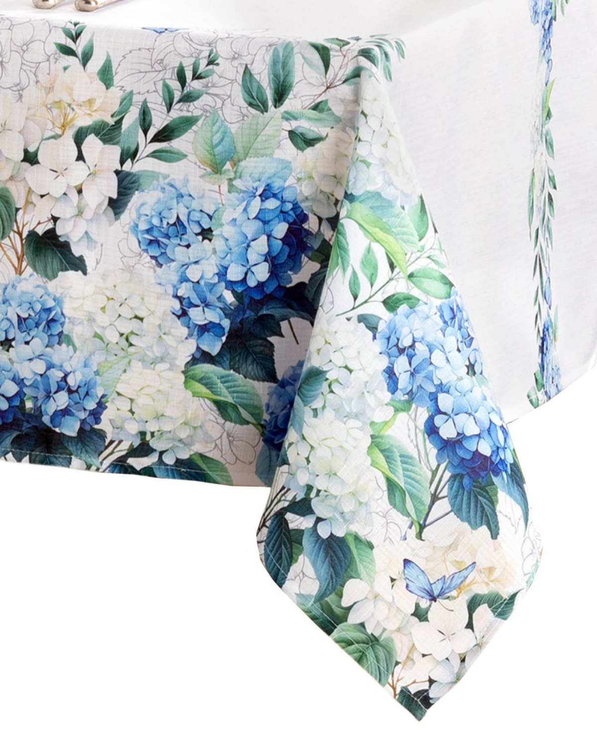 Elrene Hydrangea Bloom Floral Double Border Rectangle Tablecloth