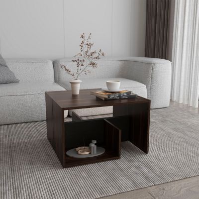 Stebbins Side Table, 2 Shelves, Dark Oak