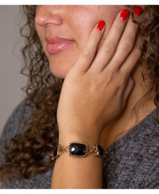 Black Onyx Golden Rectangle Link Bracelet