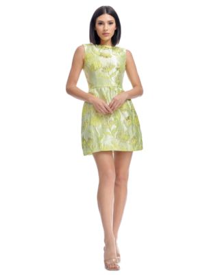 【 maco 】Acka  jacquard mini dress The Off White Jacquard Tie Strap Mini Dress & Reviews - Off