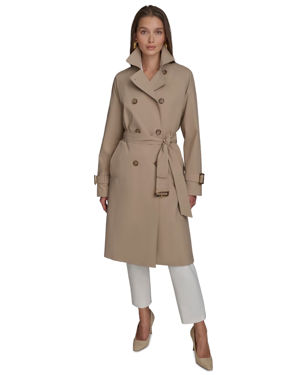Women's Double-Breasted Trench Coat - Cream