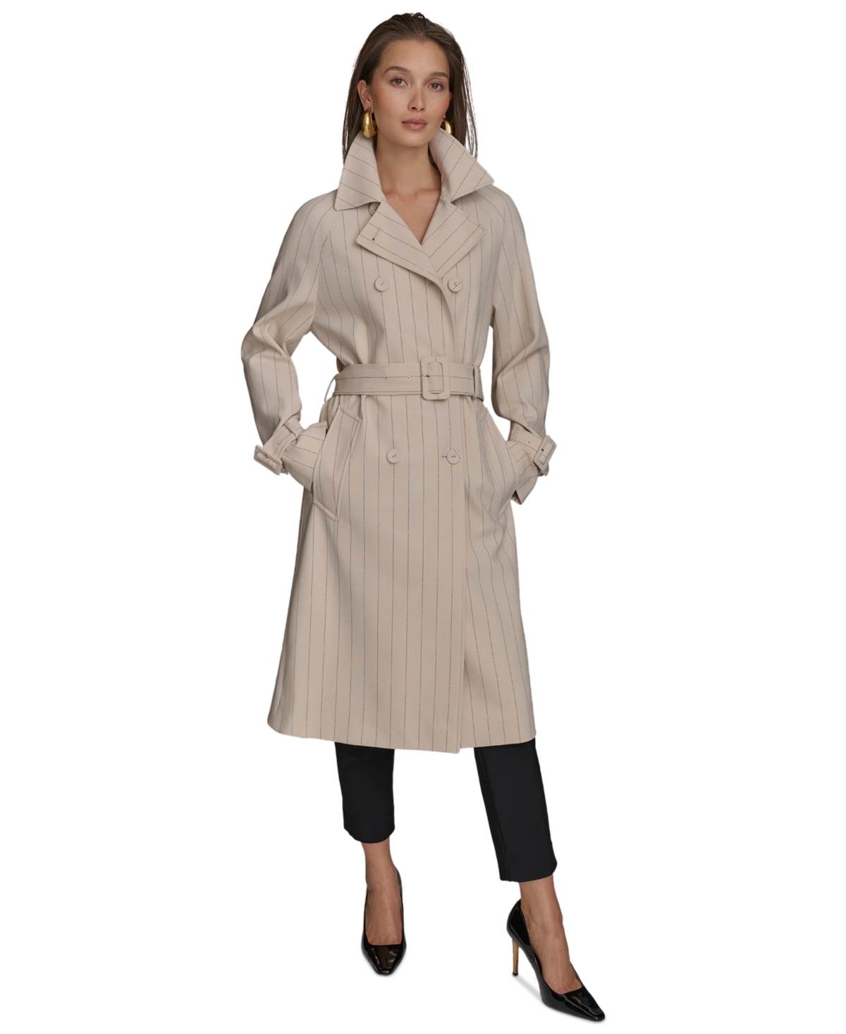 Women's Double-Breasted Trench Coat - Cream