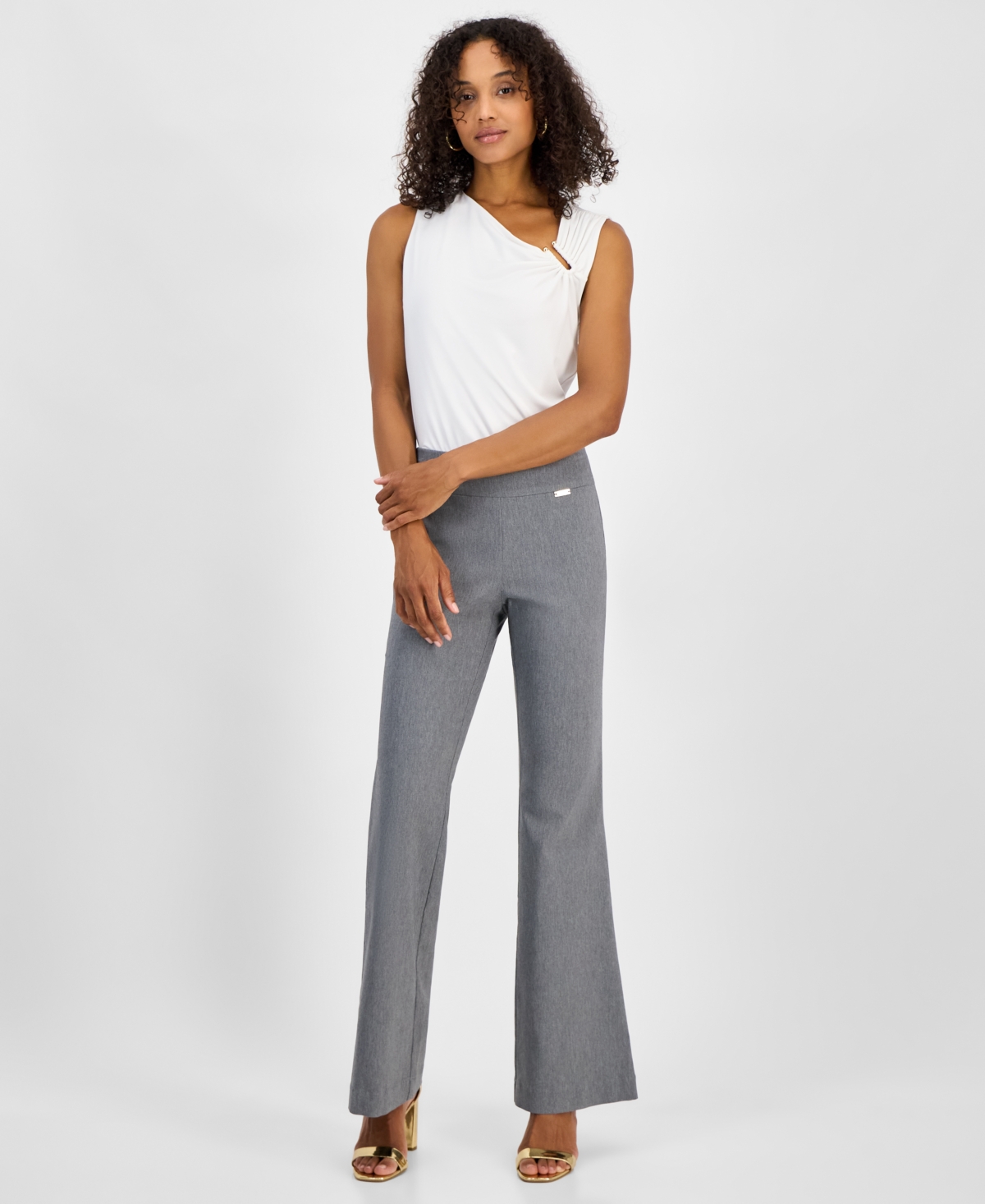 Inc International Concepts Women's Flared-leg Pull-on Pants, Exclusively At Macy's In White