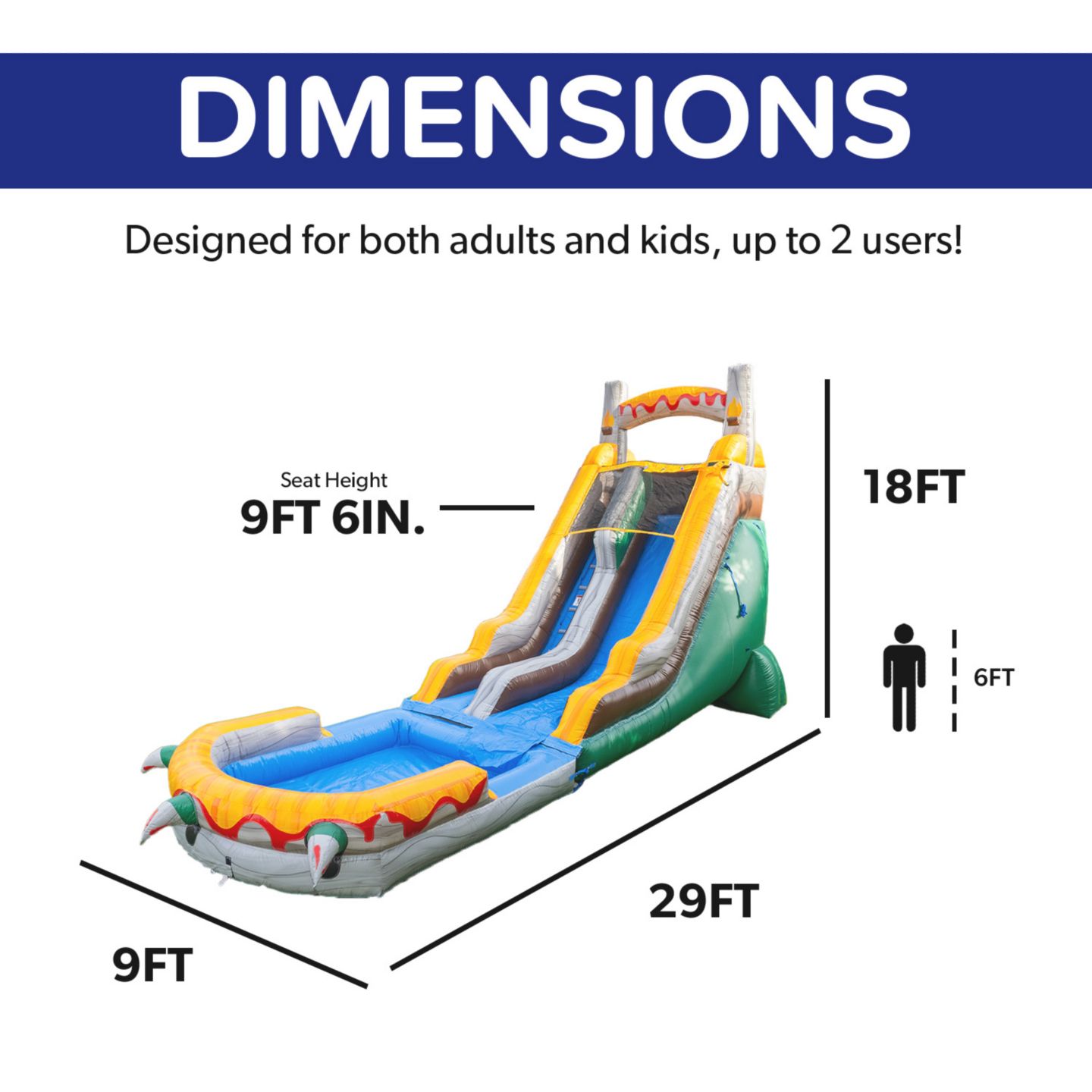 Детская игрушка HERO Kiddo T-Rex 18' Water Slide with Detachable Pool & Air Blower — фото 6