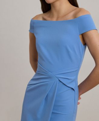 ralph lauren crepe off-the-shoulder cocktail dress Ralph Lauren Twist-Front Crepe Cocktail Dress - Lighthouse Navy