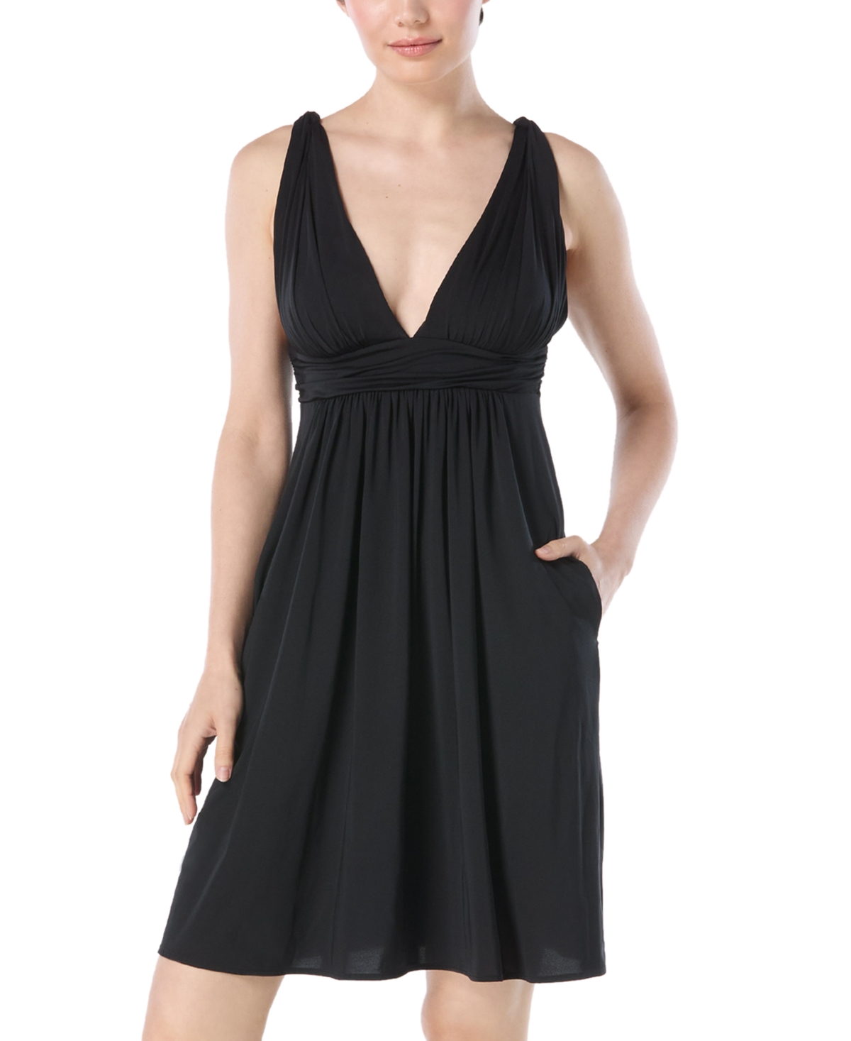 Women's Valvo Draped Mini Cover-Up Dress - Black