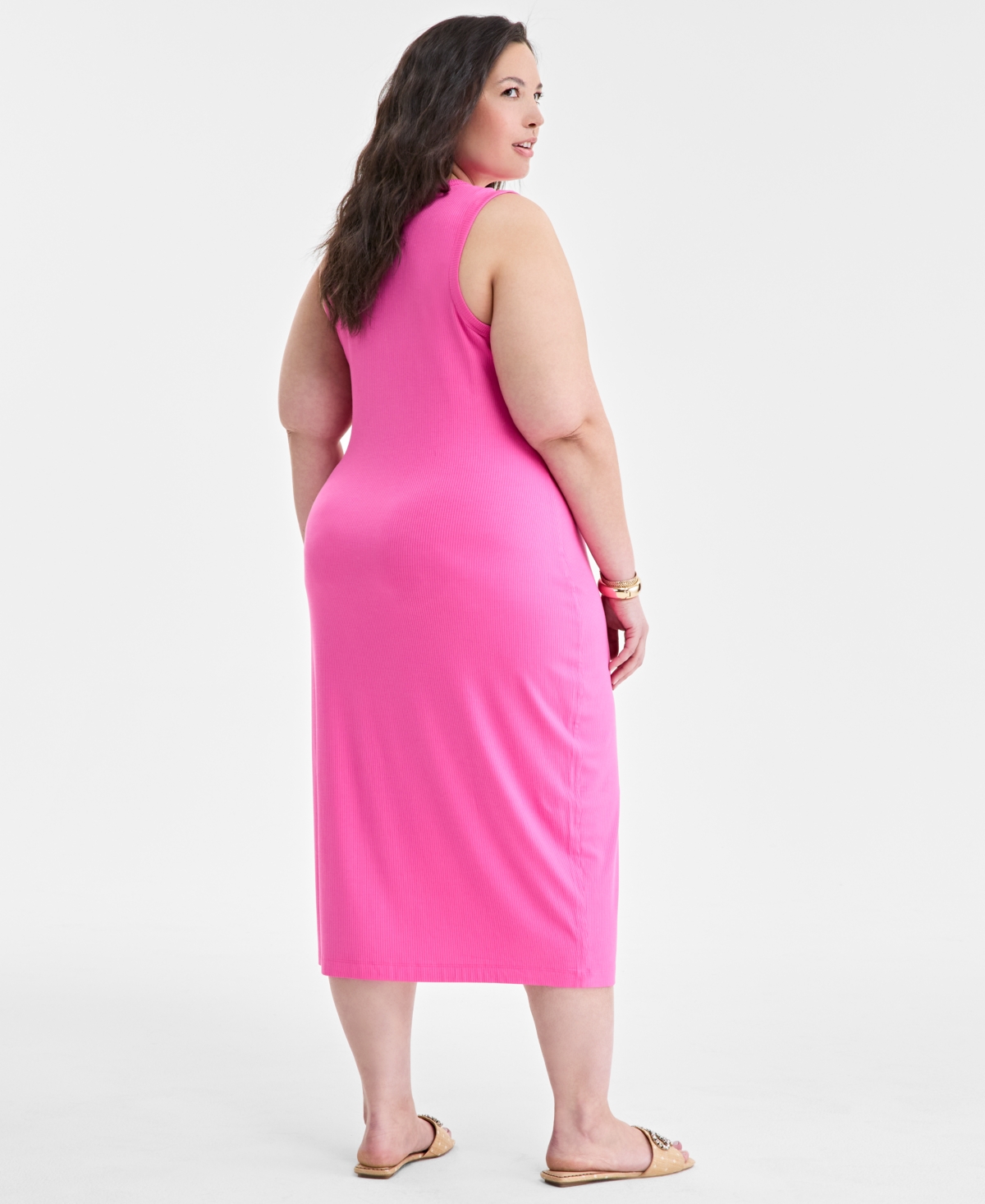 ON 34TH TRENDY PLUS SIZE TANK MIDI DRESS, EXCLUSIVELY AT MACY'S 