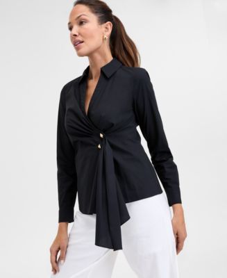 【INEGI】24fw Drape Knot Top I.N.C. International Concepts Women's Cotton Drape-Front Top